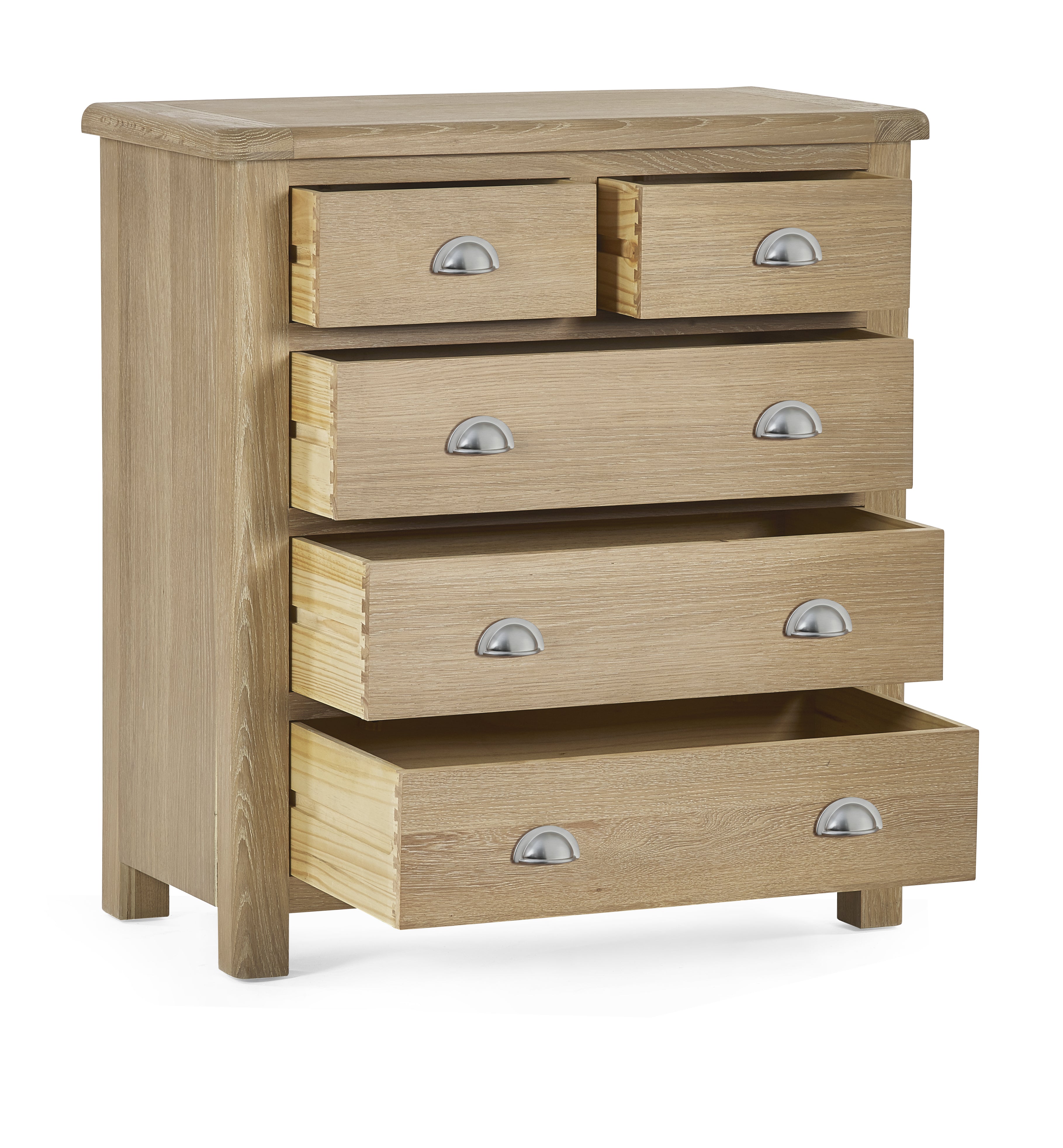 Cayden Limed Oak Wood Chest of Drawers | 5 Drawers